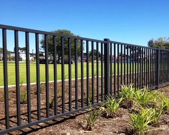 Durable rod top fence ideal for boundaries.